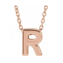 14K Rose Gold Initial Pendant 16-18