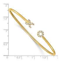 14k Yellow Gold Lab Grown Diamond XO Cuff Bangle