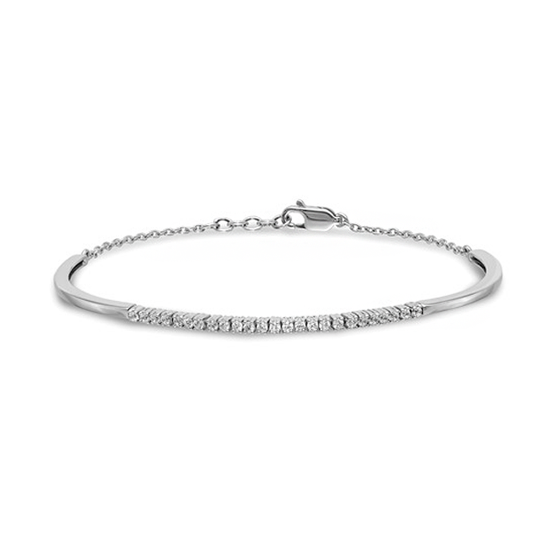 14k White Gold Lab Grown Diamond Bangle Bracelet