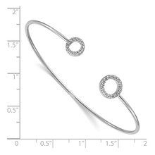 14k White Gold Diamond Circles Flexible Cuff Bangle