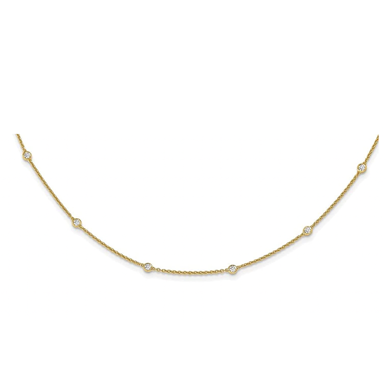 14K Yellow Gold Lab Grown Diamond Station 16 Inch Necklace