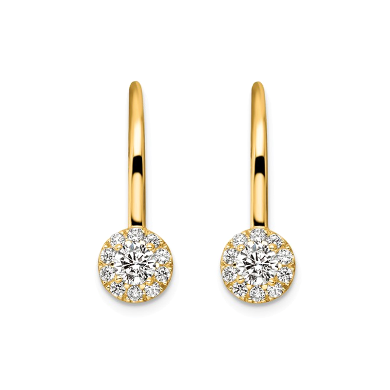 14K Yellow Gold Lab Grown Diamond Leverback Drop Earrings