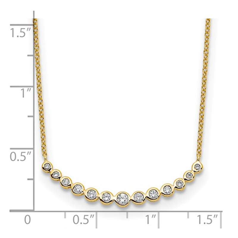 14k Yellow Gold Lab Grown Diamond Curved Bar Necklace