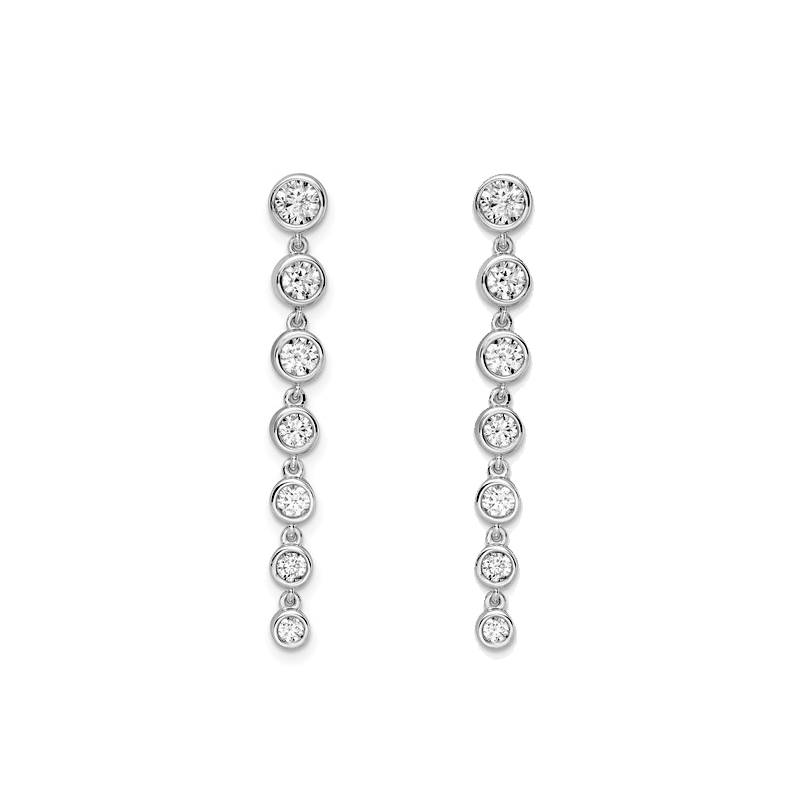 14K White Gold  Lab Grown Diamond Dangle Earring