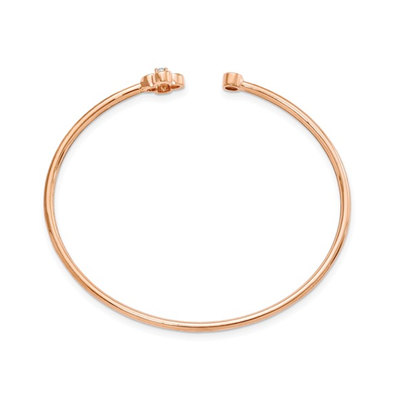 14K Rose Gold Lab Grown Diamond Floral Flexible Bangle