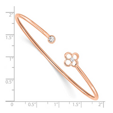 14K Rose Gold Lab Grown Diamond Floral Flexible Bangle