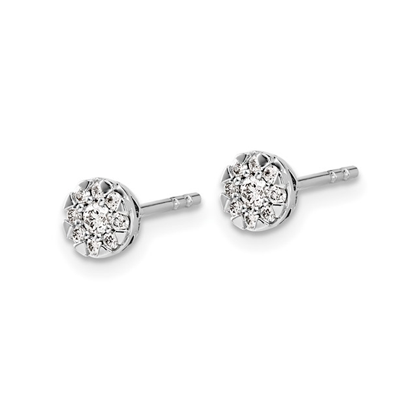 14K White Gold Lab Grown Diamond Cluster Earrings