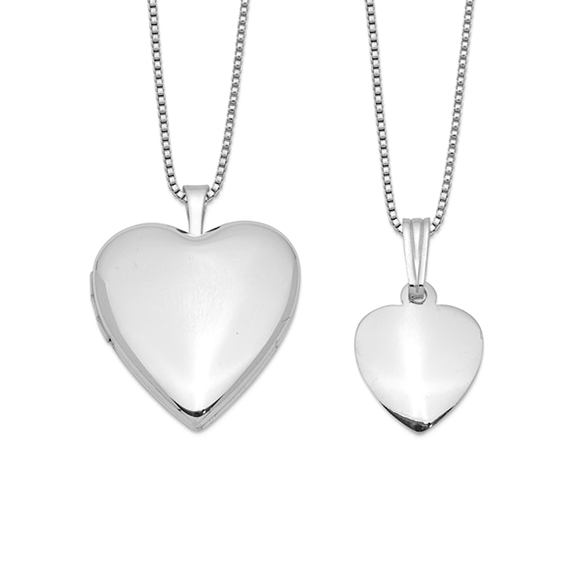 Sterling Silver Satin Heart Mother & Daughter Locket Necklace