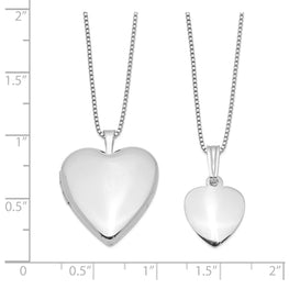 Sterling Silver Satin Heart Mother & Daughter Locket Necklace