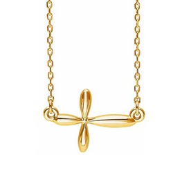 14K Gold Sideways Cross Necklace