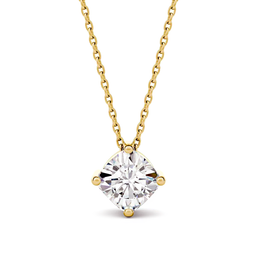 14K Yellow Gold 9.00mm Cushion Moissanite Necklace