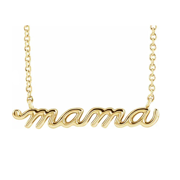 14K Yellow Petite Mama Script 18" Necklace