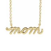 14K White Gold Petite Mom Script 18