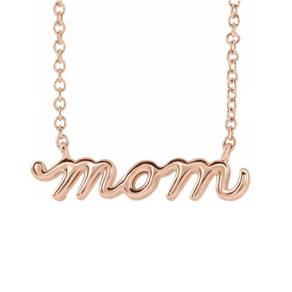 14K Rose Gold Petite Mom Script 18" Necklace