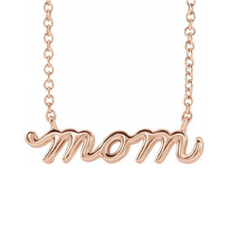 14K Rose Gold Petite Mom Script 18" Necklace