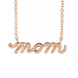 14K Rose Gold Petite Mom Script 18" Necklace