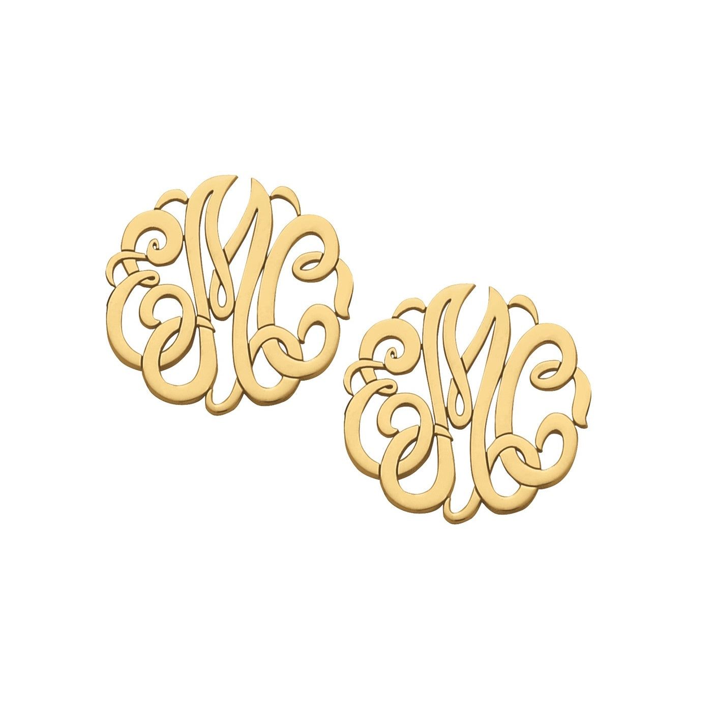 14K Gold Plated Sterling Silver 3-Letter Monogram Earrings