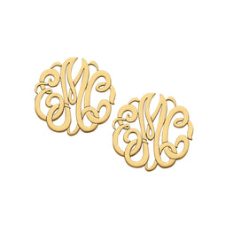 14K Gold Plated Sterling Silver 3-Letter Monogram Earrings
