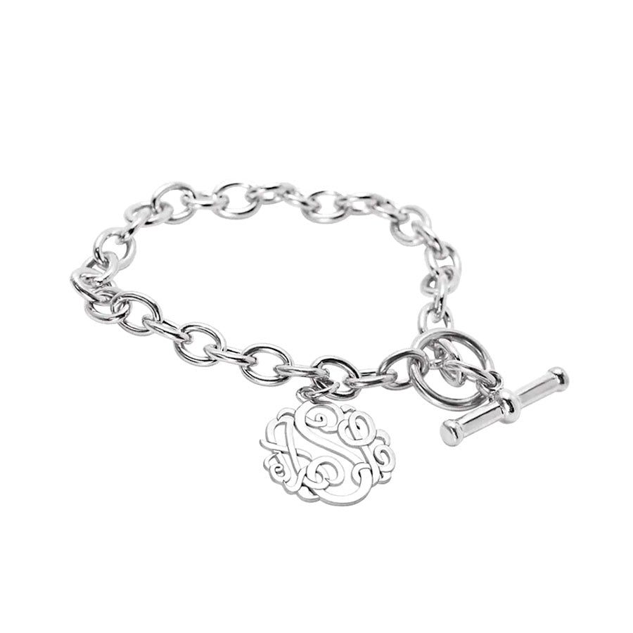 Sterling Silver 3-Letter Script Monogram Bracelet