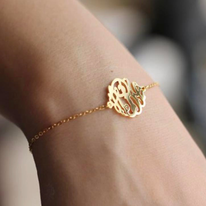 gold bracelet monogram chain
