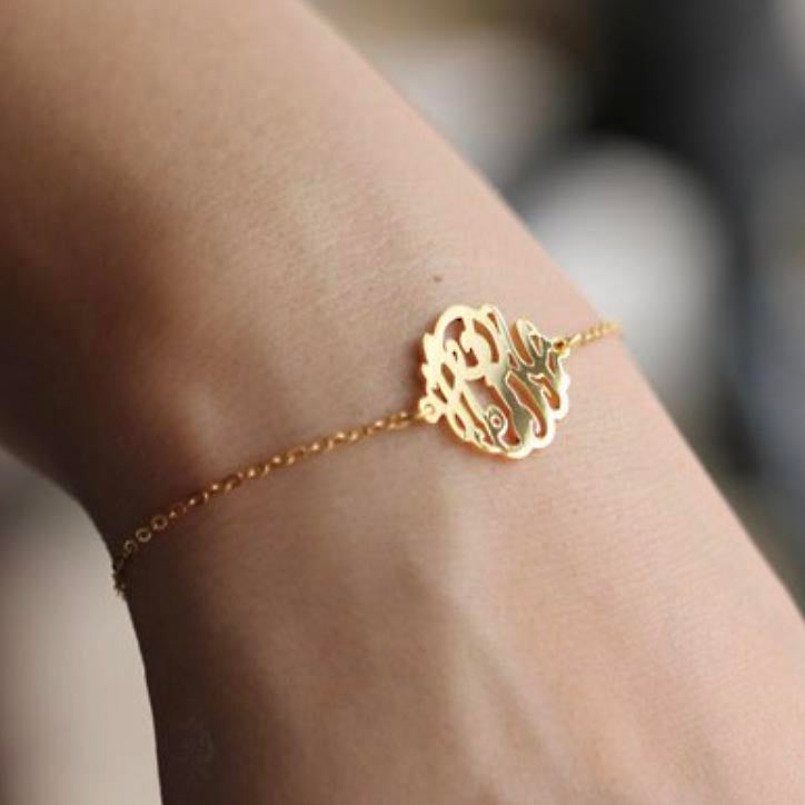 Gold Plated Monogram Plate Bracelet