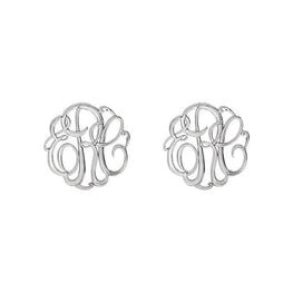 Sterling Silver 3-Letter Monogram Earrings