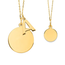 14K Gold Mother & Child Set | Round Engravable Necklace