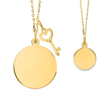 14K Gold Mother & Child Set | Round Engravable Necklace