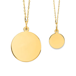 14K Gold Mother & Child Set | Round Engravable Necklace