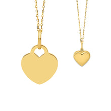 14K Gold Mother & Child Set | Heart Engravable Necklace