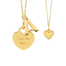 14K Gold Mother & Child Set | Heart Engravable Necklace