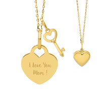 14K Gold Mother & Child Set | Heart Engravable Necklace