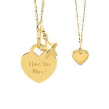 14K Gold Mother & Child Set | Heart Engravable Necklace