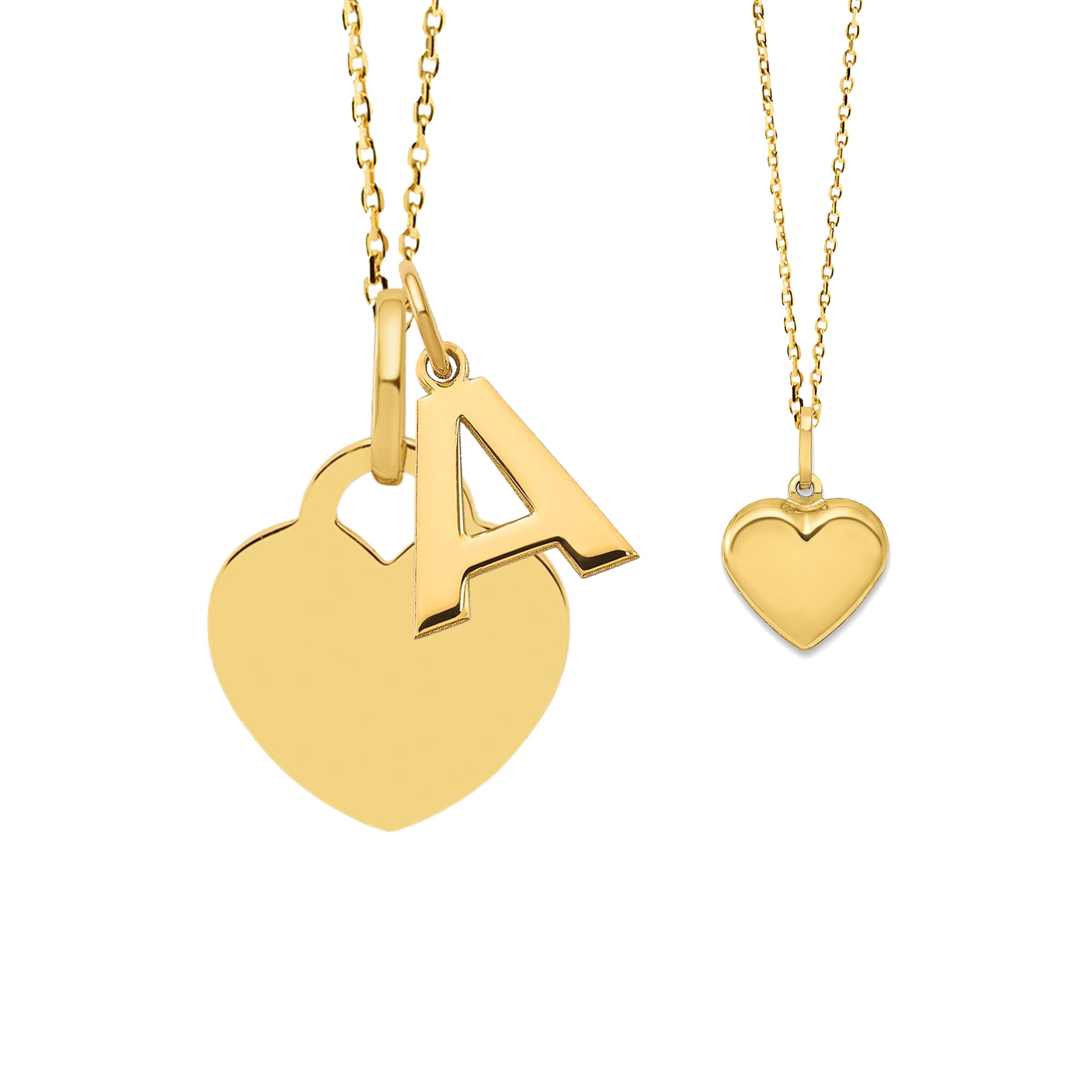 14K Gold Mother & Child Set | Heart Engravable Necklace