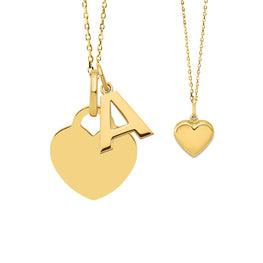 14K Gold Mother & Child Set | Heart Engravable Necklace