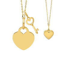 14K Gold Mother & Child Set | Heart Engravable Necklace