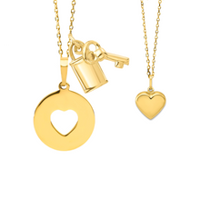 14K Gold Mother & Child Set | Pierced Heart Engravable Necklace