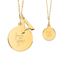 14K Gold Mother & Child Set | Round Engravable Necklace