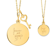 14K Gold Mother & Child Set | Round Engravable Necklace