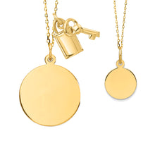 14K Gold Mother & Child Set | Round Engravable Necklace