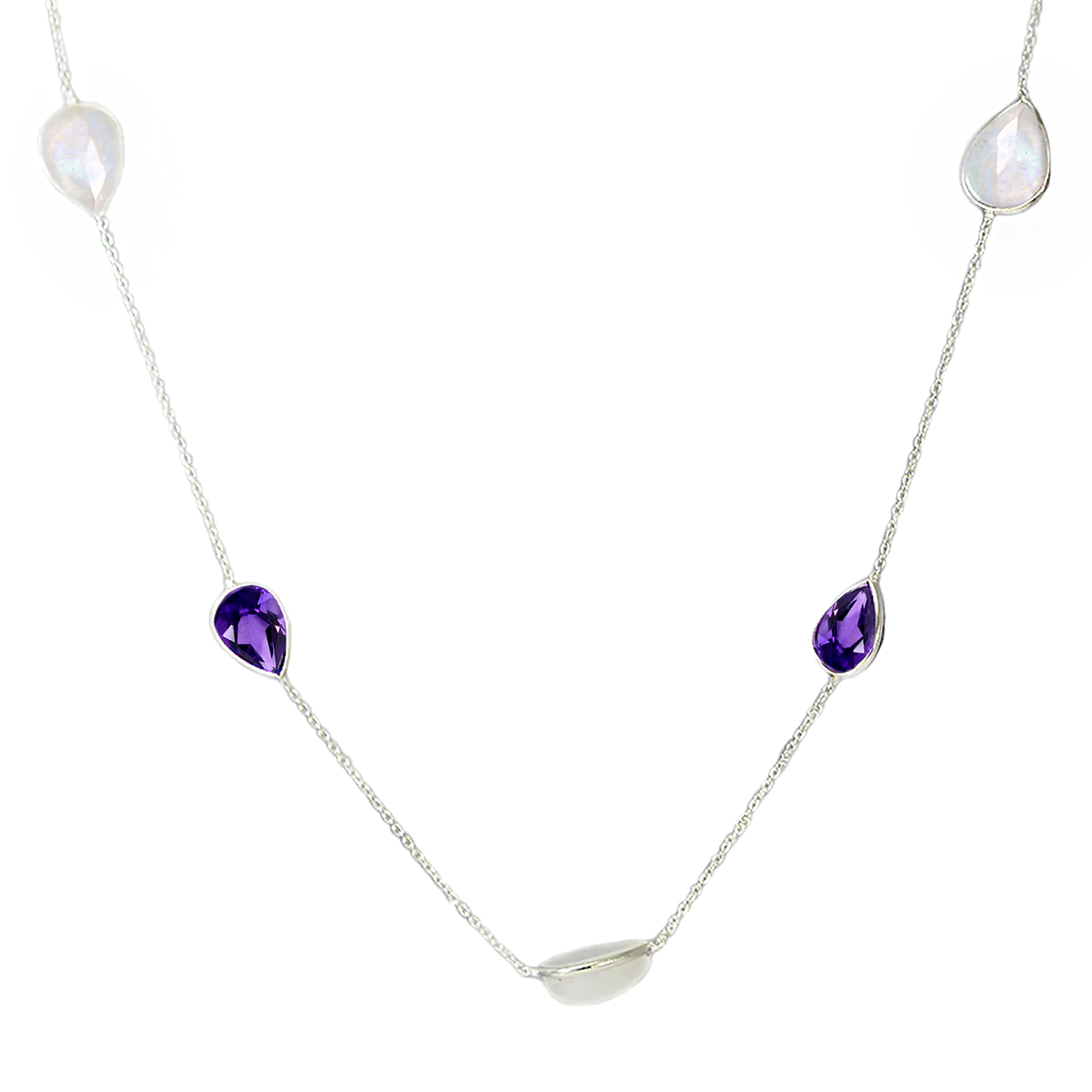 Beaded Amethyst and Moonstone Necklace