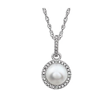 Sterling Silver Freshwater Pearl & Diamond Necklace