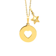 14K Gold Pierced Heart Engravable Necklace