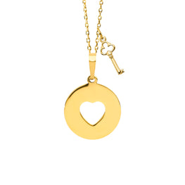 14K Gold Pierced Heart Engravable Necklace