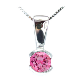 14K Gold Round Pink Tourmaline Necklace