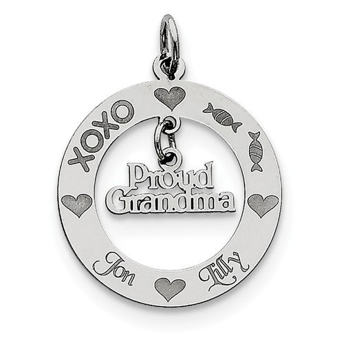 Sterling Silver Personalizable Proud Grandma Charm