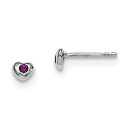 Sterling Silver RH Plated Child's Preciosca Crystal Birthstone Heart Earrings