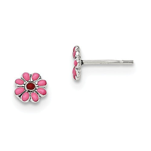 Sterling Silver Madi K Enamel Flower Post Earrings