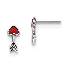 Sterling Silver Rhodium-Plated Madi K Enamel Arrow Post Earrings