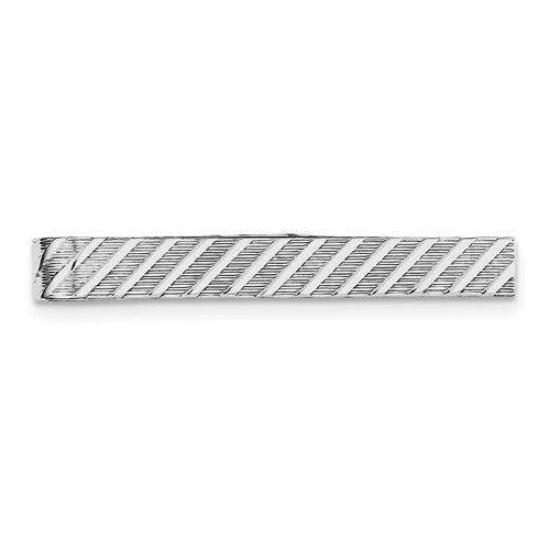 Sterling Silver Textured Stripe Tie Bar / Tie Tac